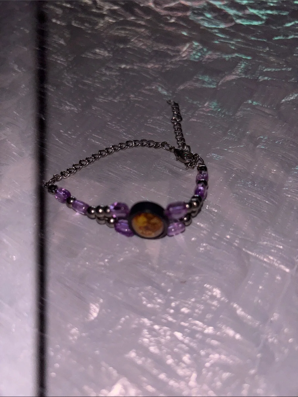 Kids Purple Beaded Bracelet with Silver Accents